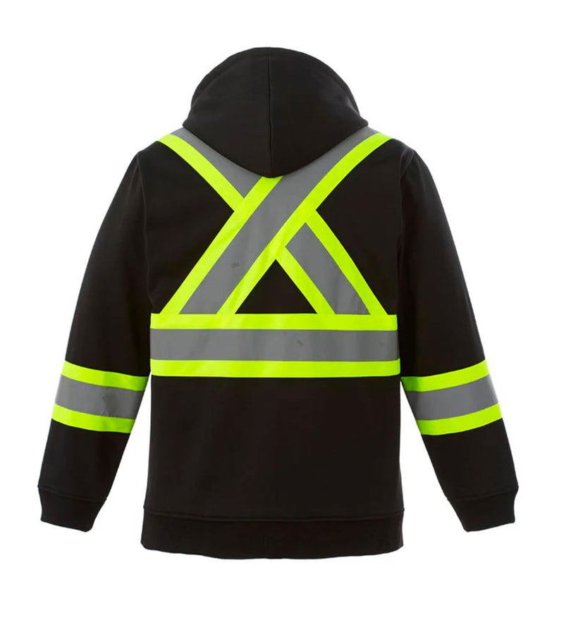 Hi-Vis Full Zip Hooded Sweatshirt L00682 Black - Canada Sportswear