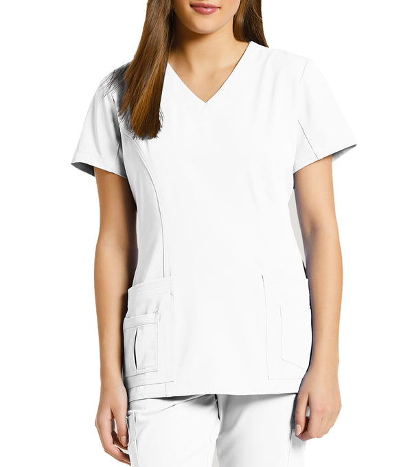 Uniform top V-neck with 4 pockets 659 White – Whitecross