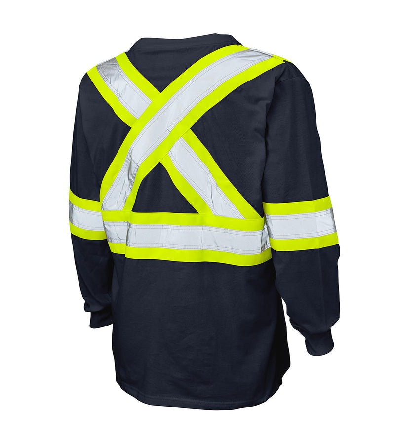 Jersey Long Sleeve Safety T-Shirt Navy - Tough Duck