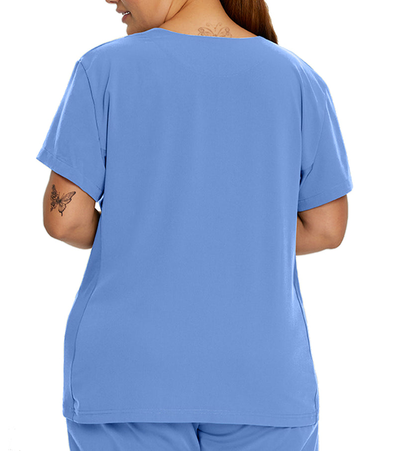 3-Pocket Faux Wrap Uniform Top 777 Blue Sky – Whitecross