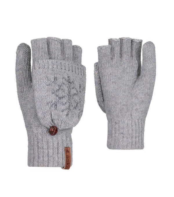 Gant en tricot avec doigts coupés gris 77-065 - Ganka