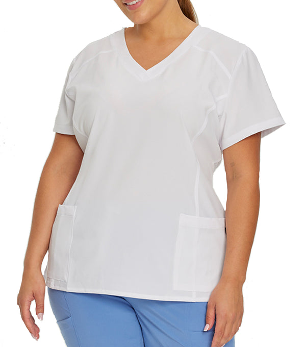 Uniform top V-neck with 2 pockets 785 White – Whitecross