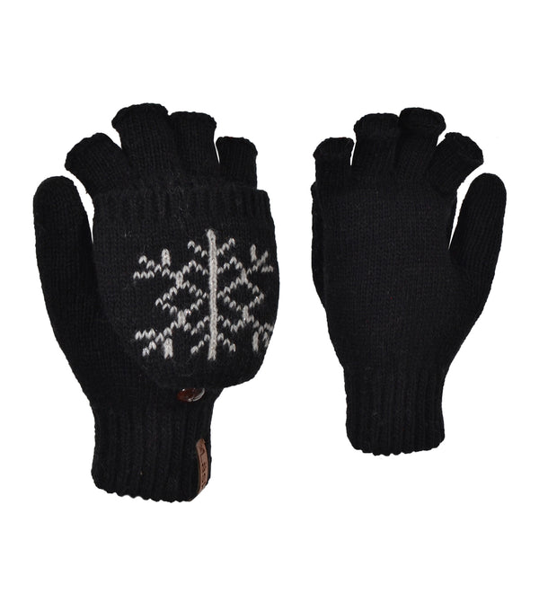 Cut-fingers Knitted Glove Black 77-065 - Ganka