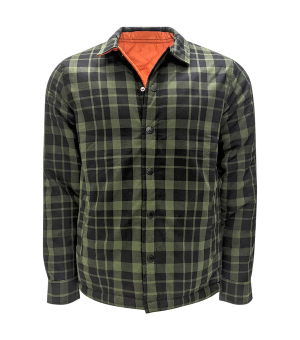 Men’s Reversible Flannel Jacket with Snap Closure Green - Task