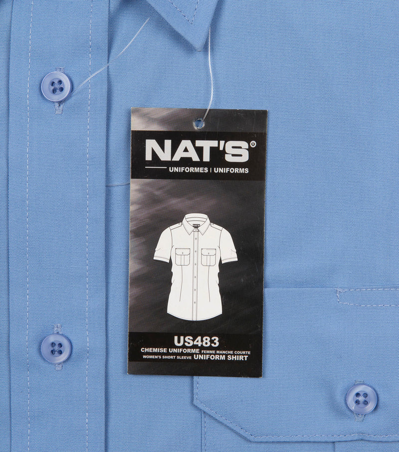 Women Military Light Blue Short Sleeve Uniform Shirt - Nat's