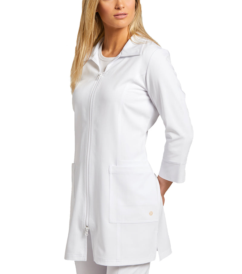 Mid-Length Smock with Zipper 2817 White - Whitecross