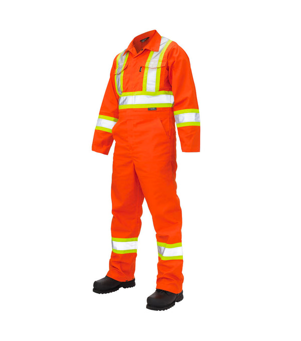 Orange Unlined Twill Safety Coverall - Tough Duck