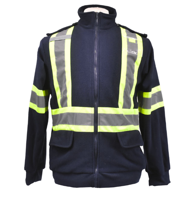 Navy Fleece High Visibility Coat - Blazer