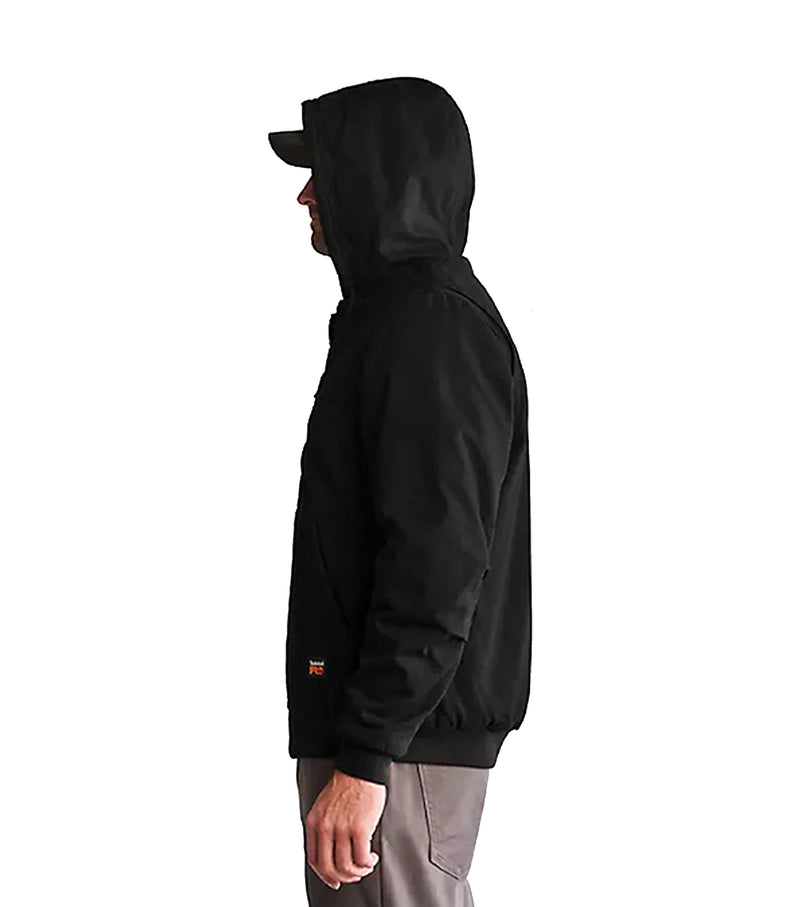 GRITMAN Men's Fleece-Lined Hooded Canvas Jacket (Black) - Timberland