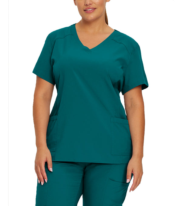 V-neck Uniform Top with 2 Pockets 785 Turquoise - Whitecross