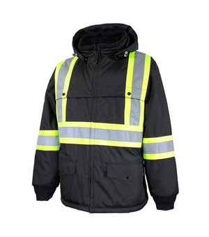 Work Coat with 4" Reflective Stripes Black - Blazer