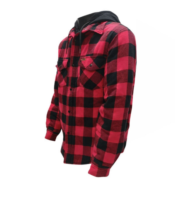 Chemise de flanelle doublée rouge avec capuchon - Task