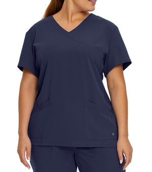 3-Pocket Faux Wrap Uniform Top 777 Navy – Whitecross