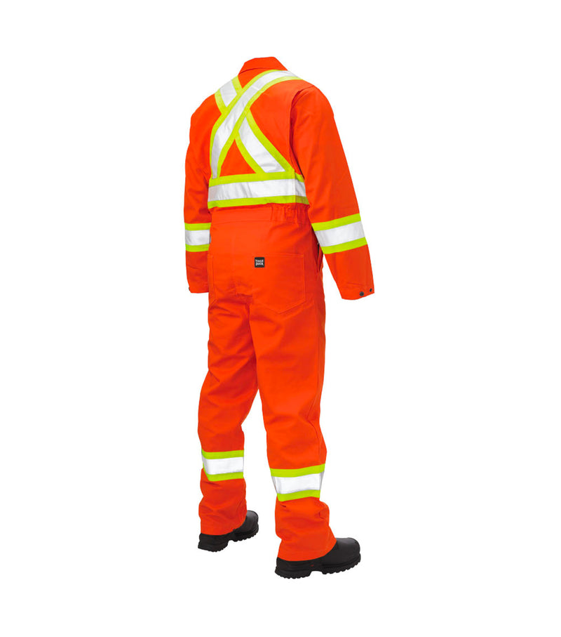 Orange Unlined Twill Safety Coverall - Tough Duck