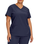3-pocket Faux Wrap Uniform Top 748 Navy – Whitecros
