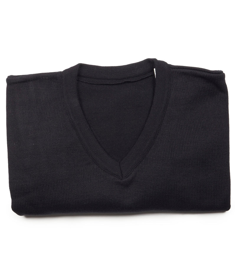 Pull d'uniforme noir avec col en V - T.Q. Knits