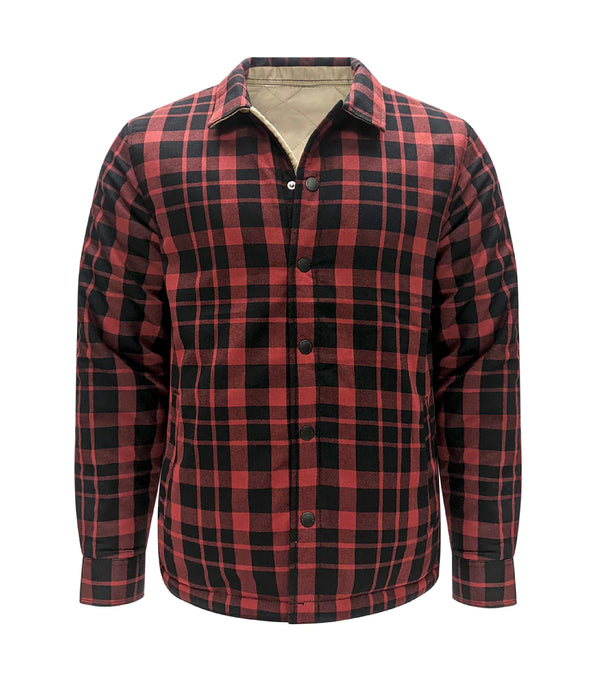 Men’s Reversible Flannel Jacket with Snap Closure Red - Task
