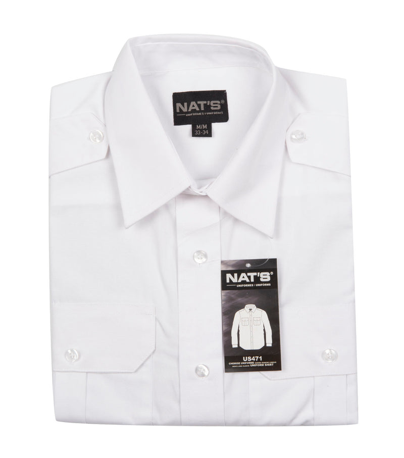 Military White Long Sleeve Uniform Shirt - Nat's