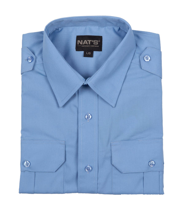 Military Light Blue Short Sleeve Uniform Shirt - Nat's