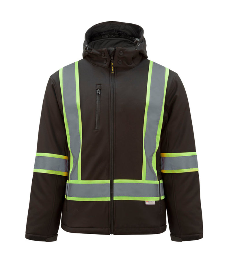 Insulated Softshell Jacket HV512 High Visibility with Hood - Nat's