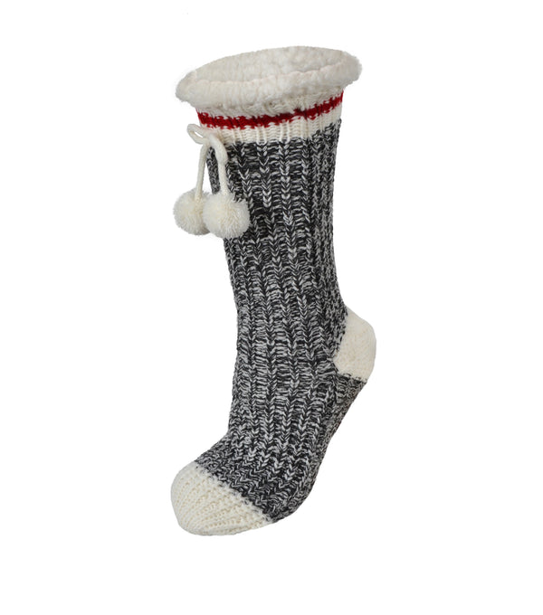 Acrylic Knit Slipper Sock Grey 84-73 - Ganka