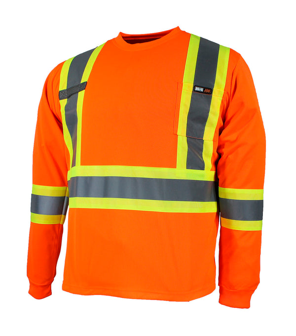 Long-sleeved T-shirt - 10/4 JOB orange reflective stripes - Ganka