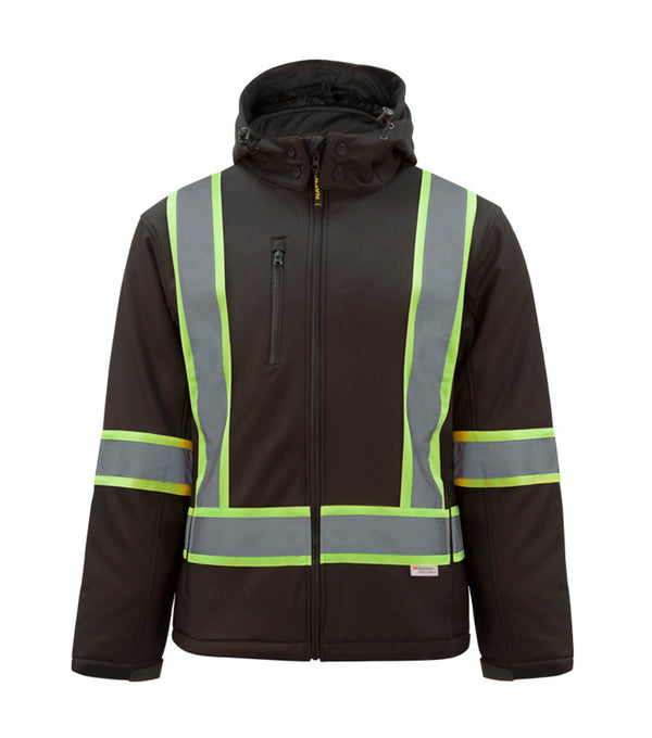 Softshell Jacket HV510 High Visibility with Detachable Hood - Nat's