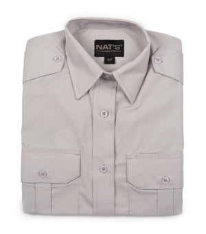 Women Military Gray Short Sleeve Uniform Shirt - Nat's