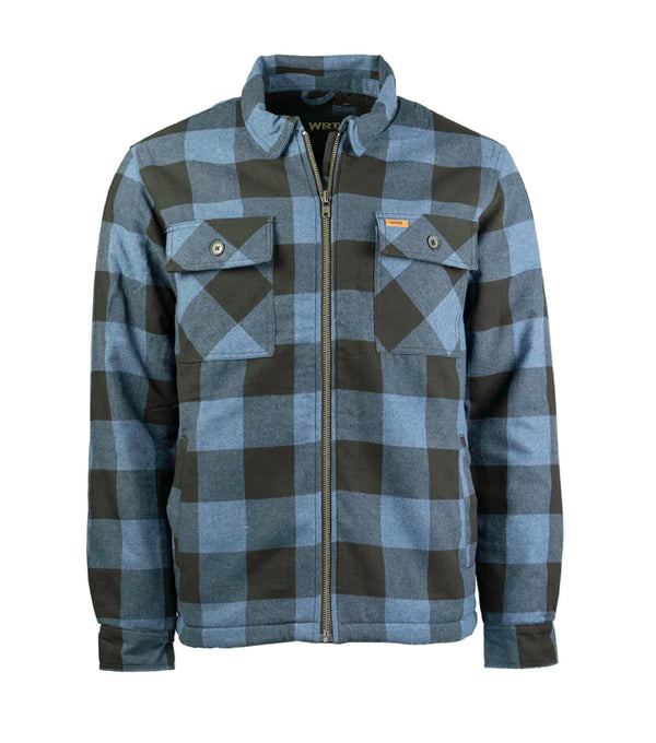 Sherpa Lined Flannel Jacket with Zip Closure Blue - Task