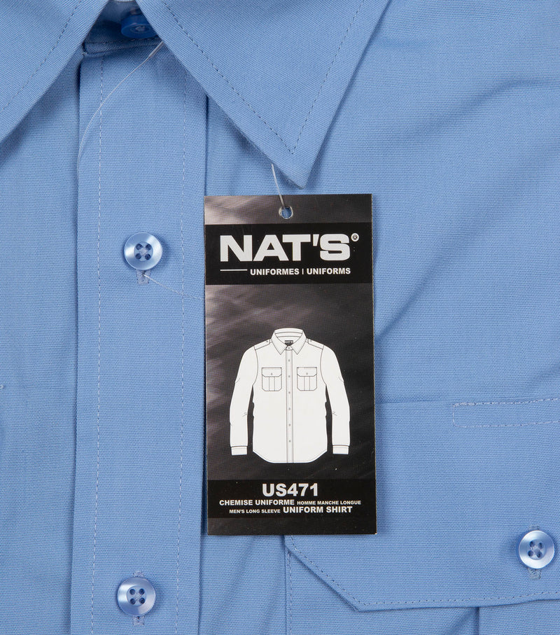 Uniforme chemise militaire bleu pale à manches longues - Nat's
