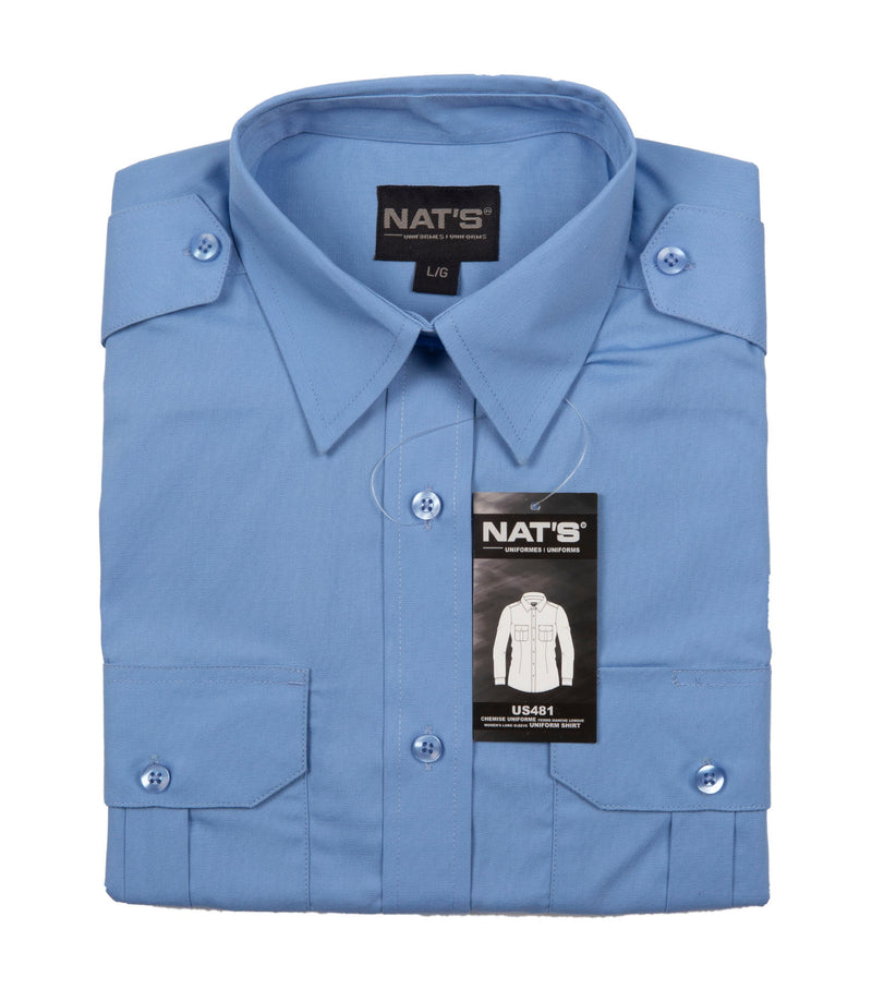 Chemise militaire à manches longues bleu pale pour femmes - Nat's